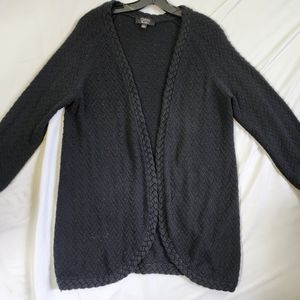 Gypsy black cardigan open front braid detail large